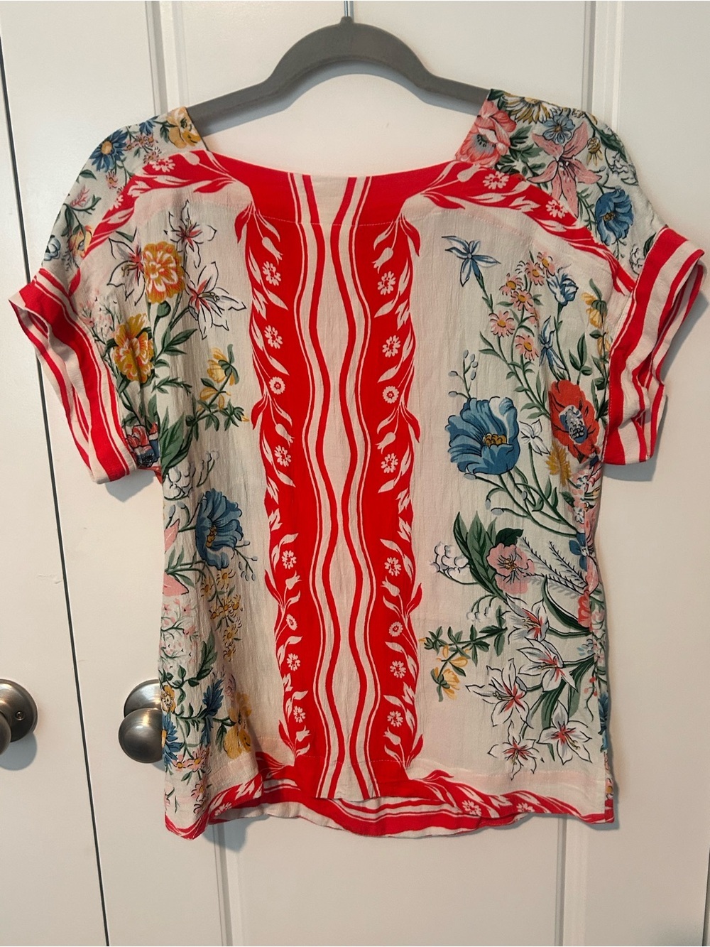 Maeve Anthropologie Romina Scarf-Printed Top Small - Picture 8 of 9